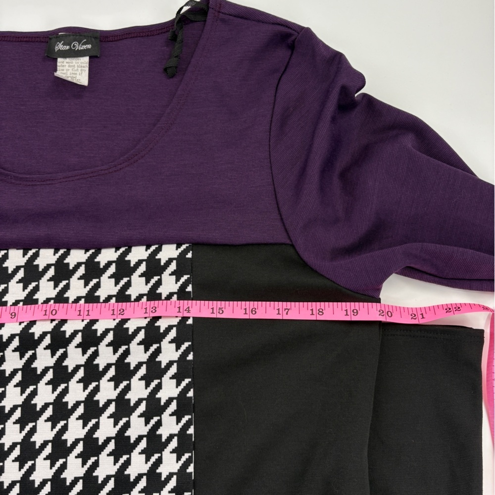 Star Vixen Purple and Black Houndstooth Tunic - Picture 3 of 7